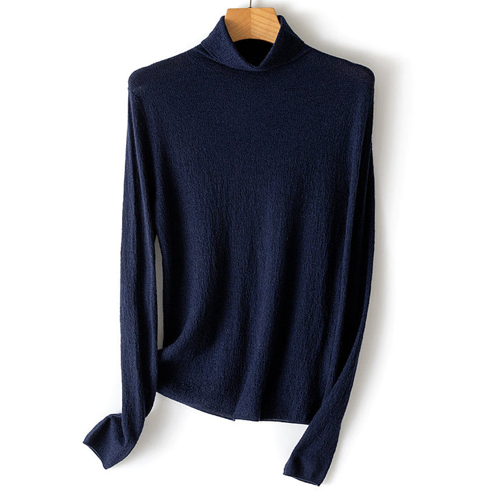 Women Fine Crinkle Turtleneck Sweater with Light Fall Mune Fashion