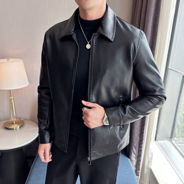 Men's Classic Leather Jacket Mune Fashion