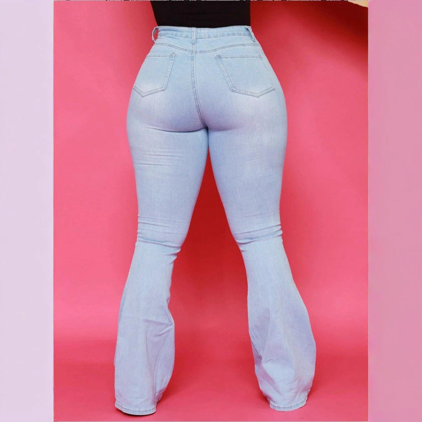 Ladies shaping high-waist flared jeans made of super stretch denim with butt-lift effect Mune Fashion