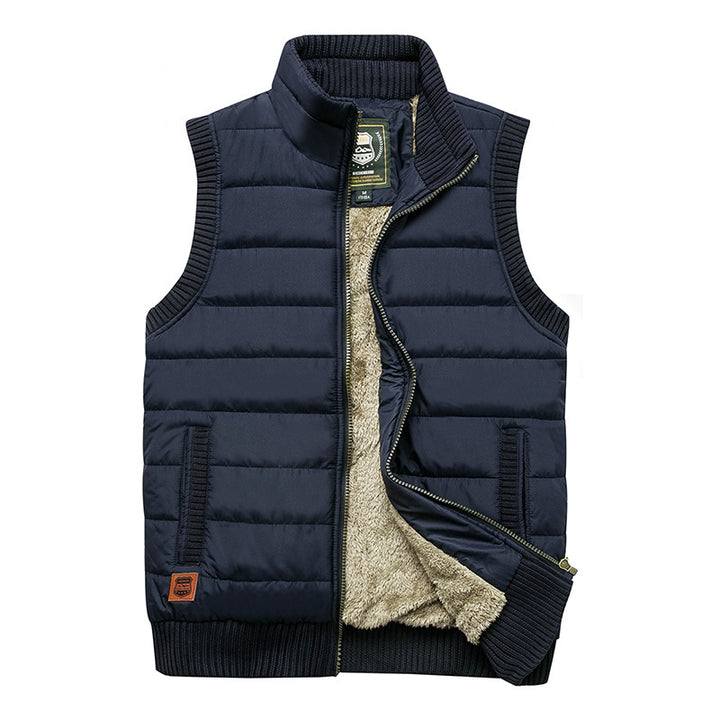 Men's Padded Thermal Puffer Vest with Teddy Fleece Lining and Ribbed Cuffs Mune Fashion