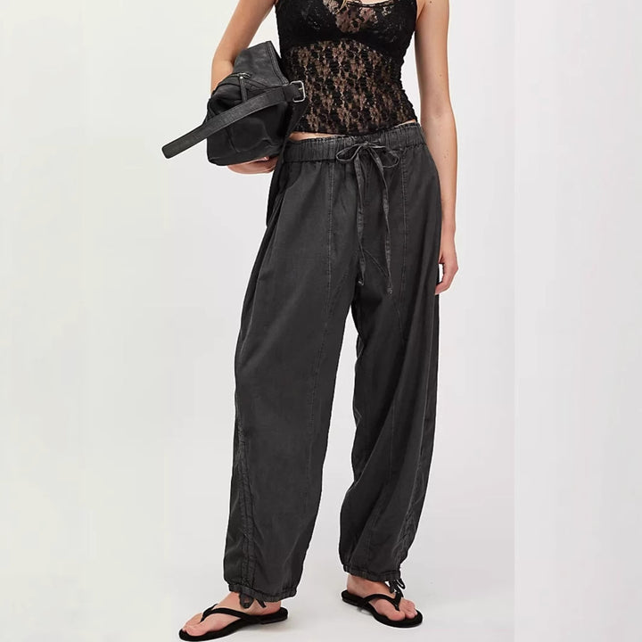 Women's Loose Jogging Pants with Drawstring Waistband, Cord Hem and Gathering