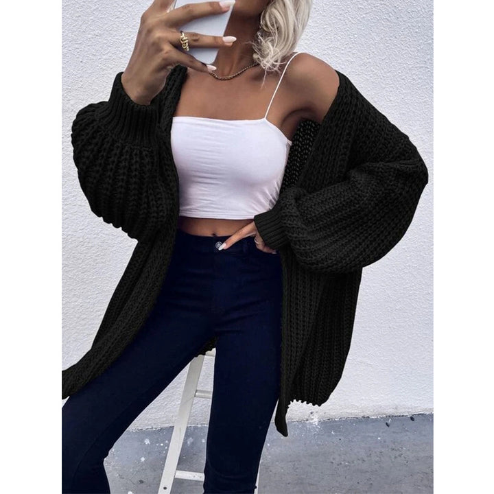 Women's Cozy Cardigan in Cocoon Cut with Extra Long Sleeve Cuffs and Open Front Mune Fashion