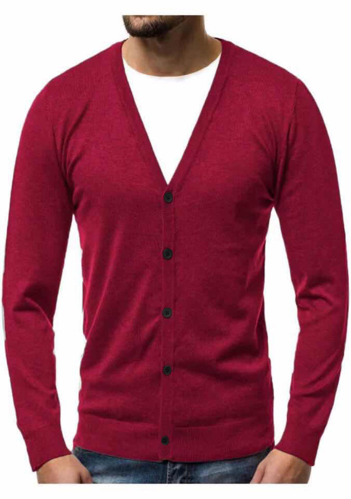 Men's fine knit cardigan with V-neck, slim fit and button placket Mune Fashion