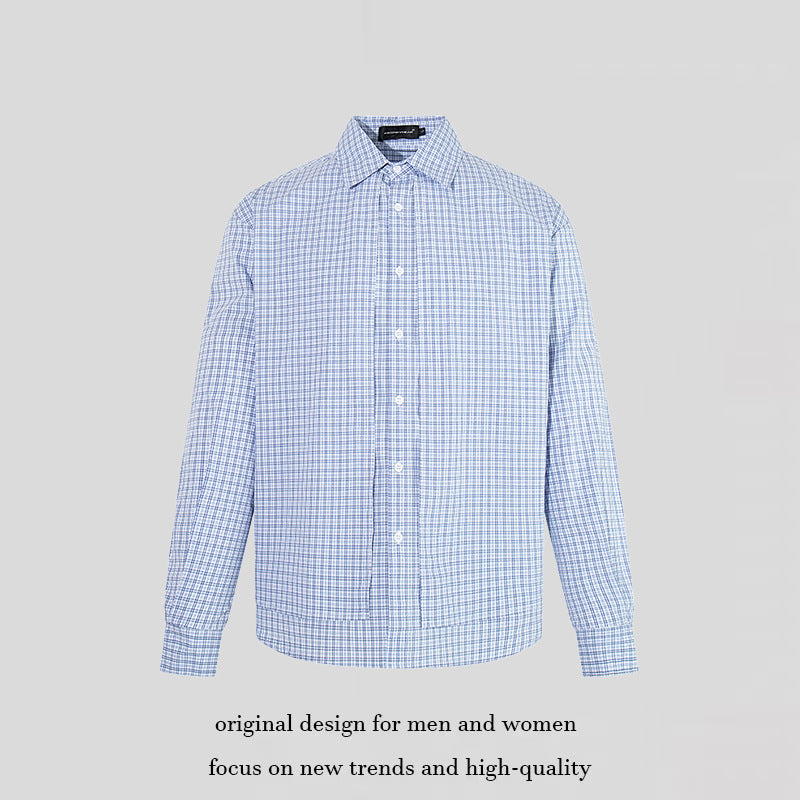 Men's Checked Cotton Long Sleeve Shirt in Relaxed Fit with Kent Collar Mune Fashion