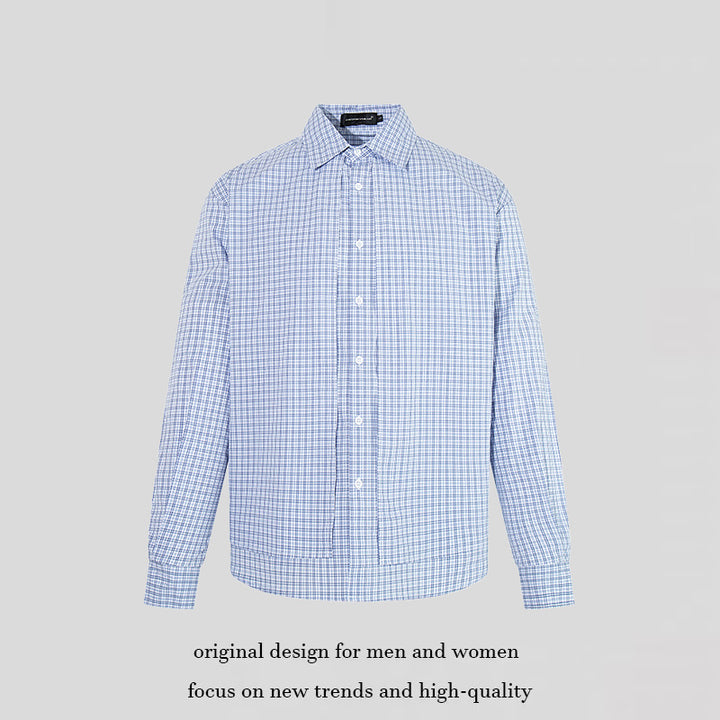 Men's Checked Cotton Long Sleeve Shirt in Relaxed Fit with Kent Collar Mune Fashion