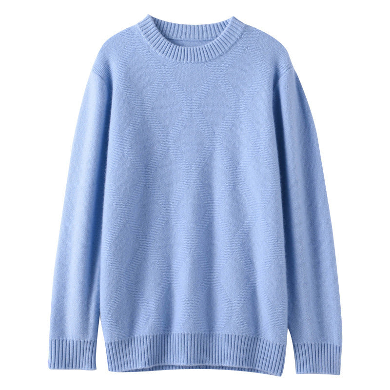 Men's fine crew neck sweater with subtle diamond structure made of cashmere blend Mune Fashion