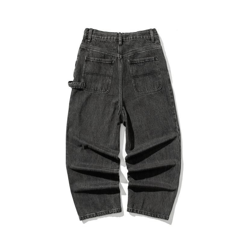 Men's Extra Wide Baggy Jeans in Vintage Wash with Drawstring and Elastic Hem Mune Fashion