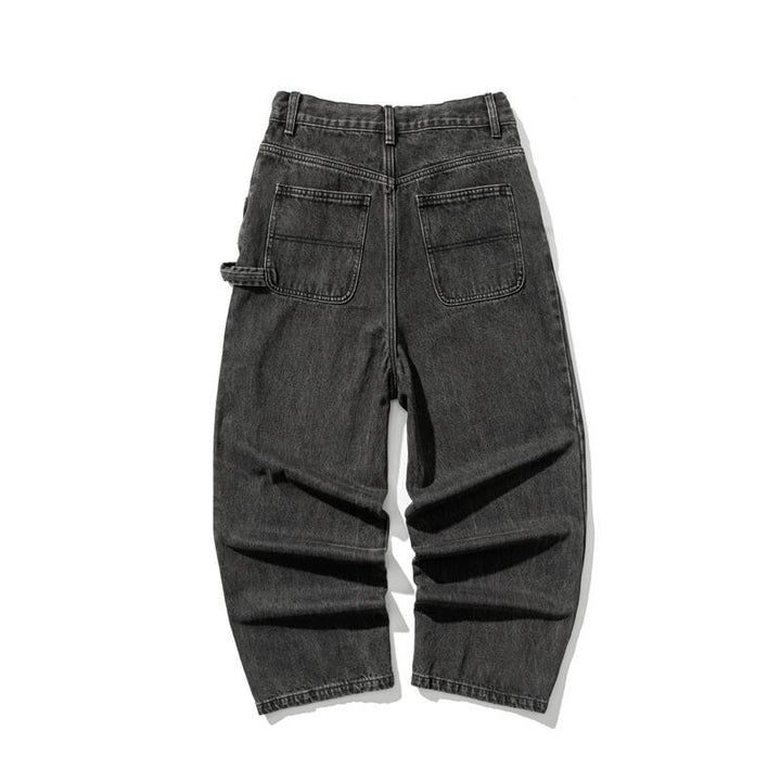 Men's Extra Wide Baggy Jeans in Vintage Wash with Drawstring and Elastic Hem Mune Fashion