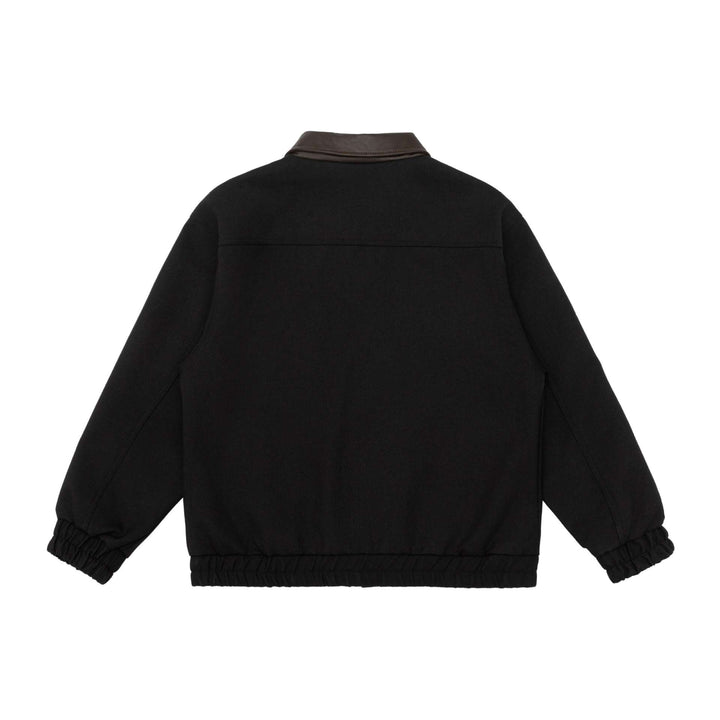 Unisex Boxy-Workwear-Blouson with leather-trimmed collar, utility pockets and elastic hem Mune Fashion