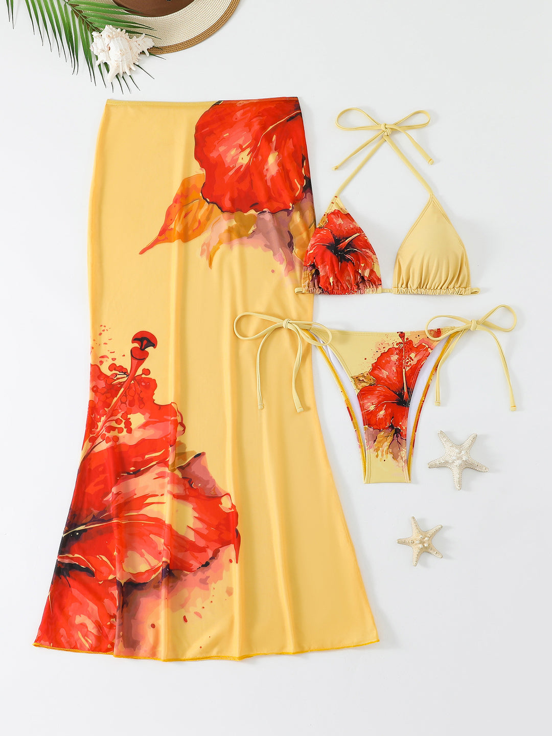 Women's Beach Dress with Blooming Bikini Set Mune Fashion