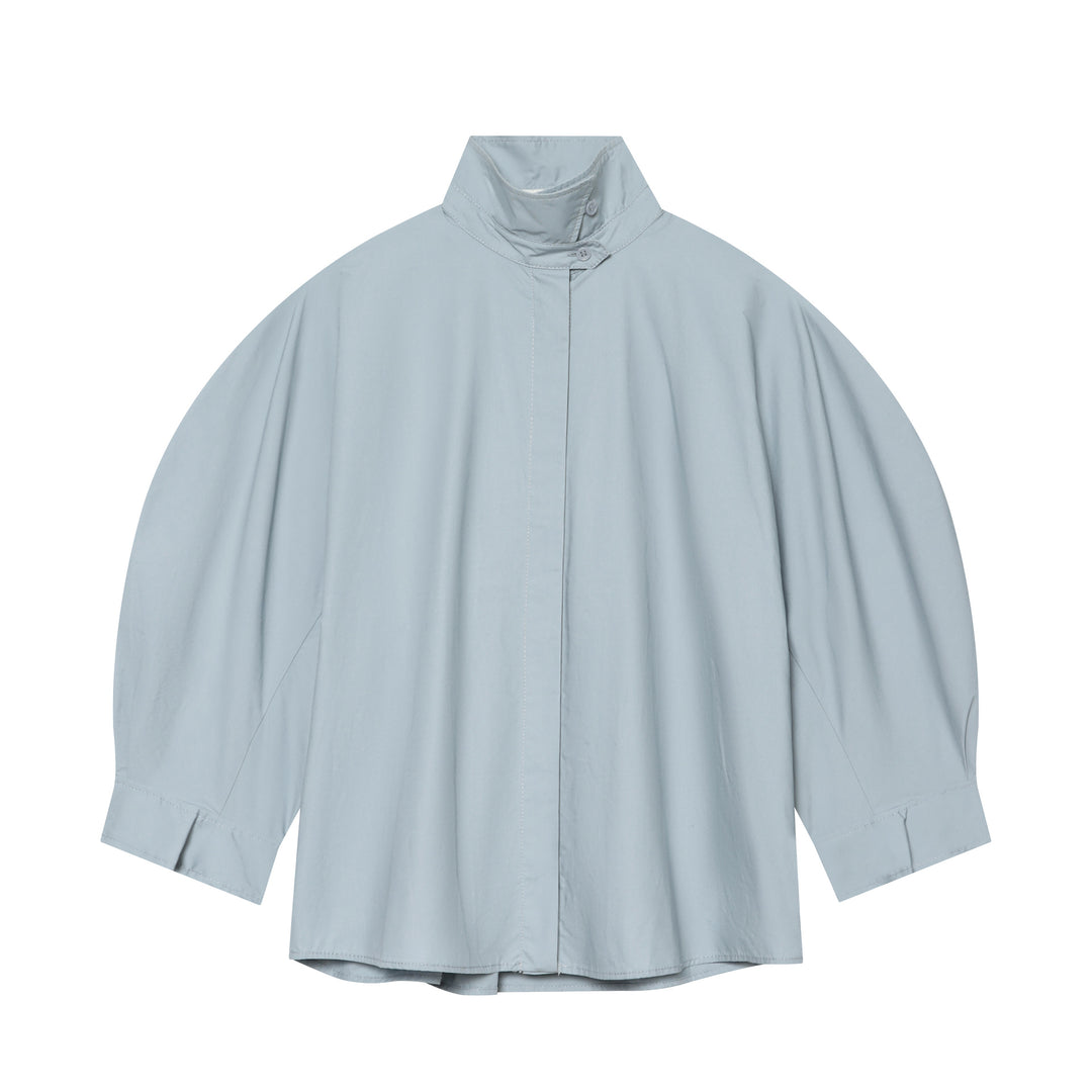 Women Water-Repellent Cape with Stand Collar and Half-Length Sleeves Mune Fashion