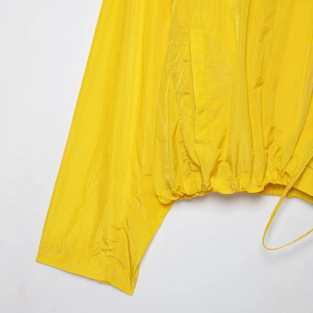 Women Short Tech-Shell Blouson in Oversize-Look with High Stand-Up Collar and Drawstring