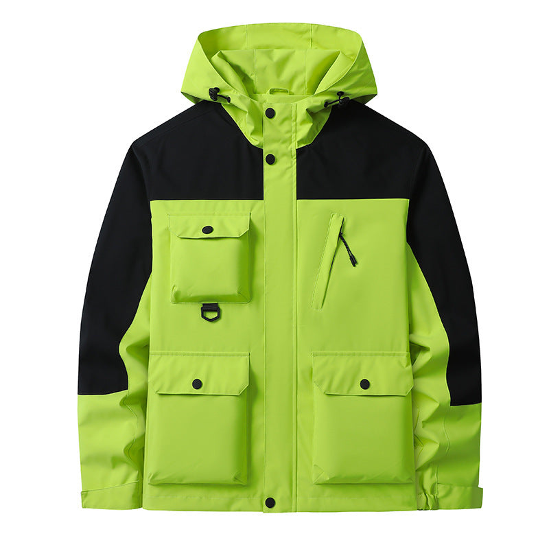 Men's Technical Utility Field Jacket with Hood, Multiple Pockets and Wind-Resistant Shell Mune Fashion
