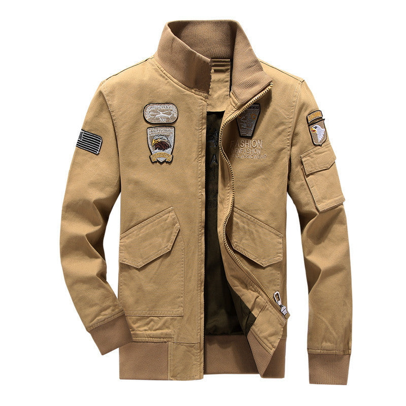 Men's cotton canvas bomber jacket with padded thermal lining and shoulder epaulettes Mune Fashion
