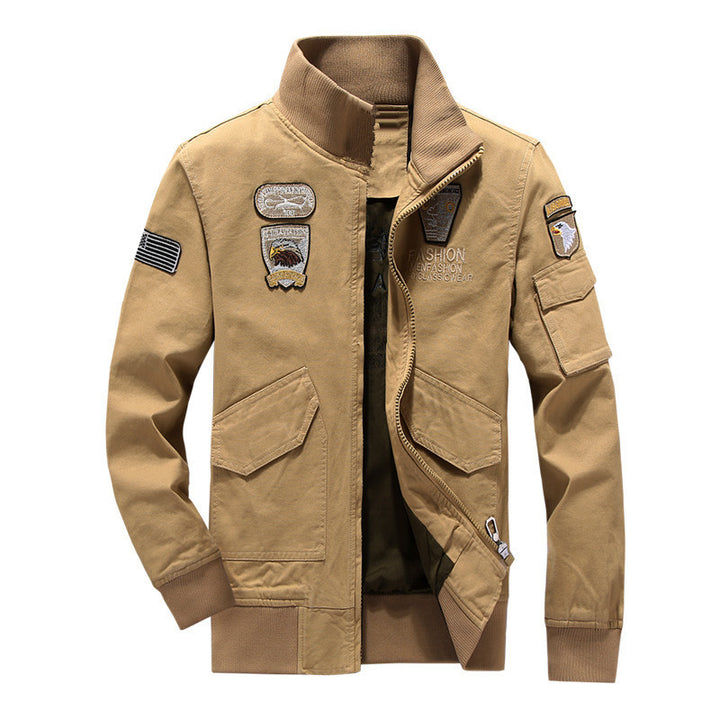 Men's cotton canvas bomber jacket with padded thermal lining and shoulder epaulettes Mune Fashion