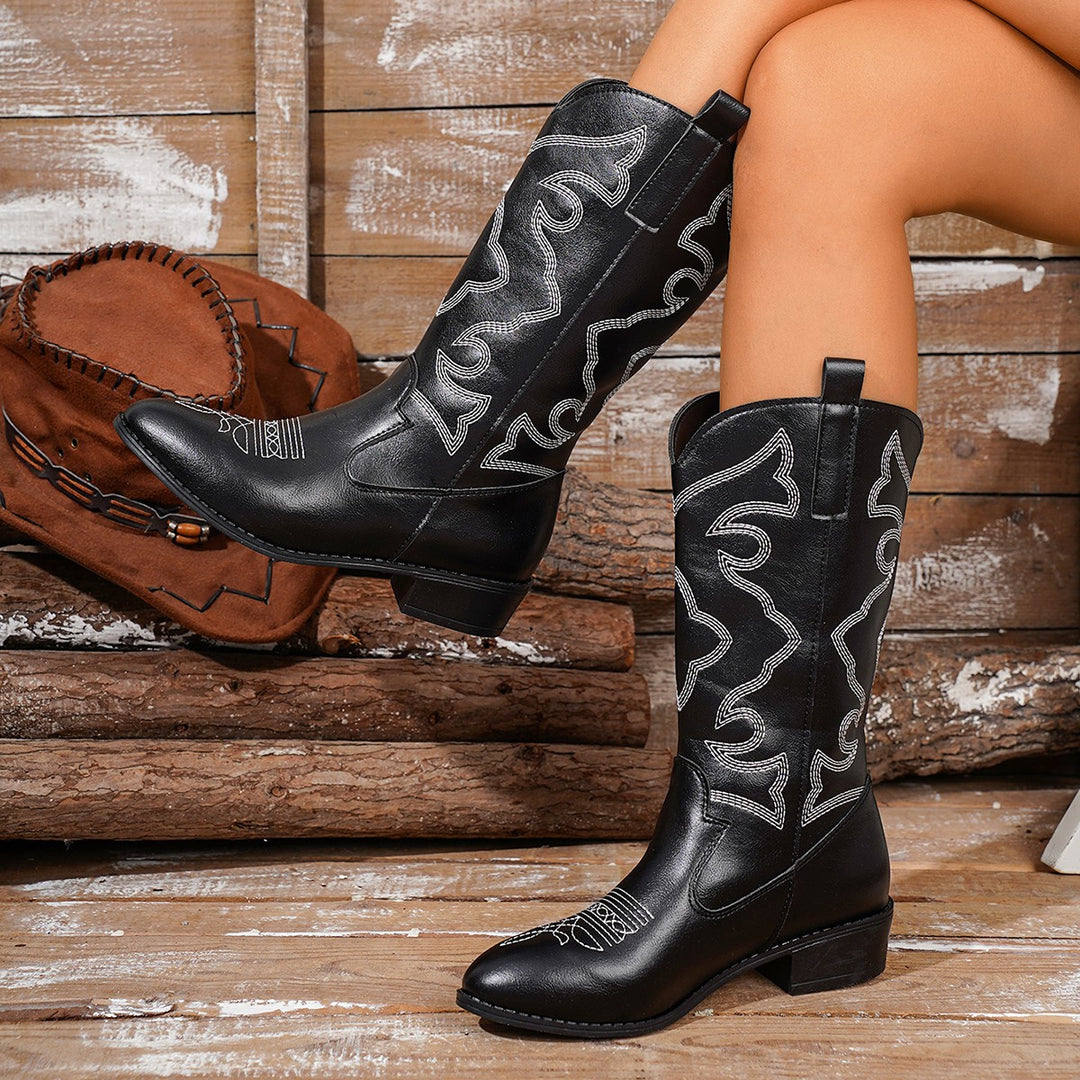 Ladies Country Style Western Boots Mune Fashion