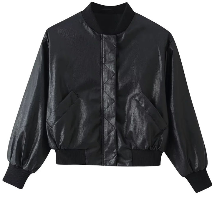 Women's Cropped Blouson Jacket made of woven fabric with stand-up collar, elastic hem, and fine check design Mune Fashion