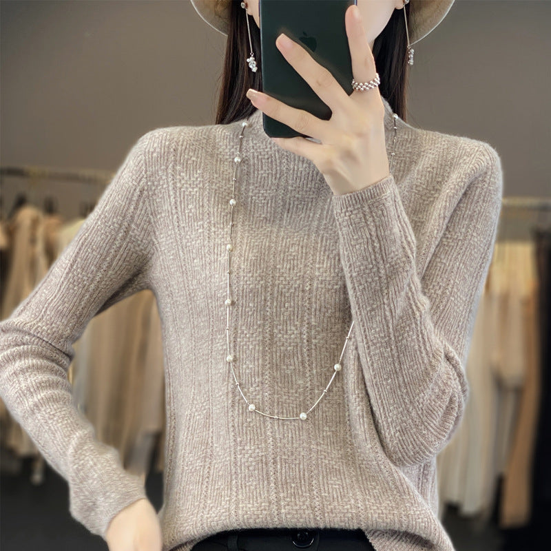 Women's Structured Mockneck Sweater Made of Cashmere-like Wool Blend Mune Fashion