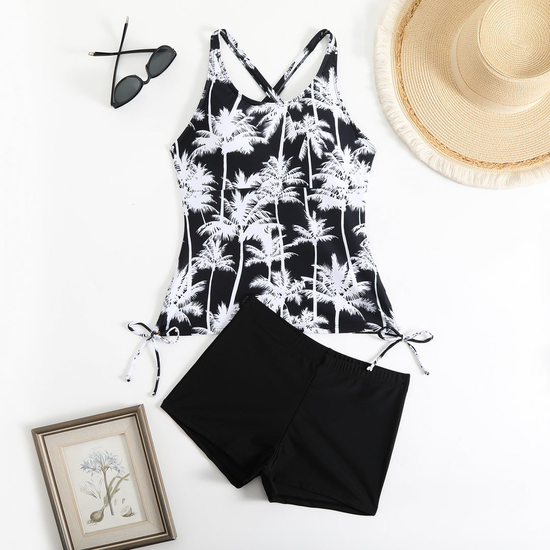 Women Tankini Set with Floral Design and Adjustable Straps Mune Fashion
