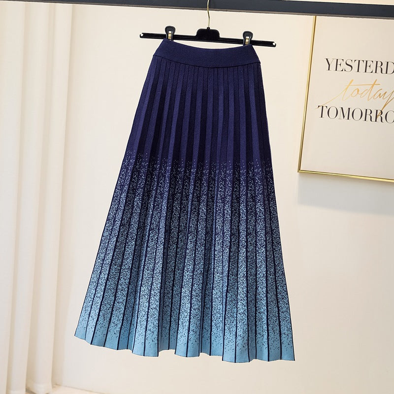 Ladies Elegant Pleated Skirt with Contrasting Stripes Mune Fashion