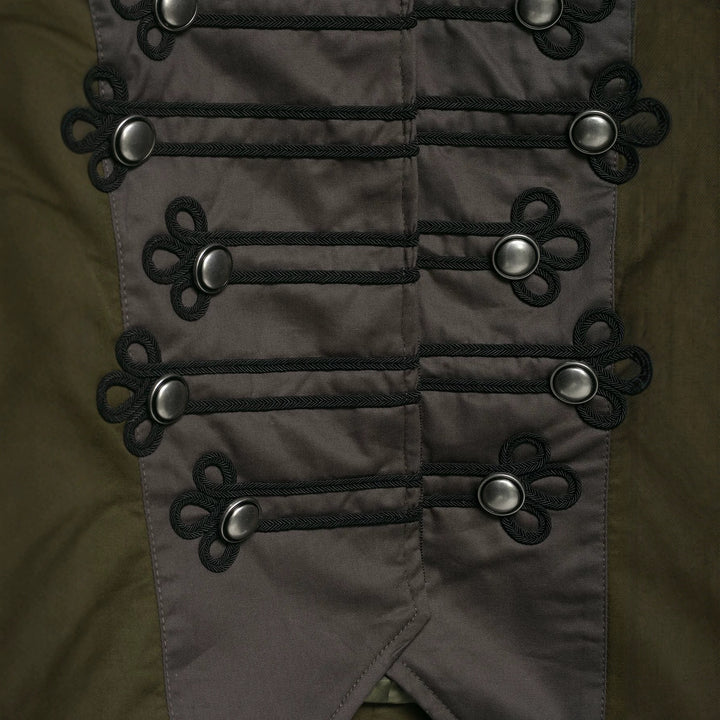 Ladies short jacket in military style with stand-up collar, decorative frog and epaulettes Mune Fashion