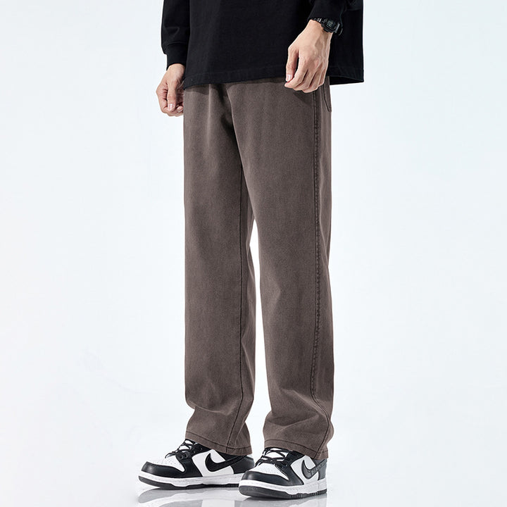 Men's Loose Fit Jeans with Vintage Wash and Straight Leg Mune Fashion