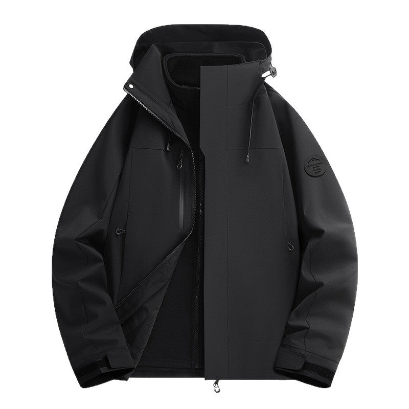 Unisex Water-Repellent Softshell Jacket with Fleece Lining and Adjustable Hood Mune Fashion