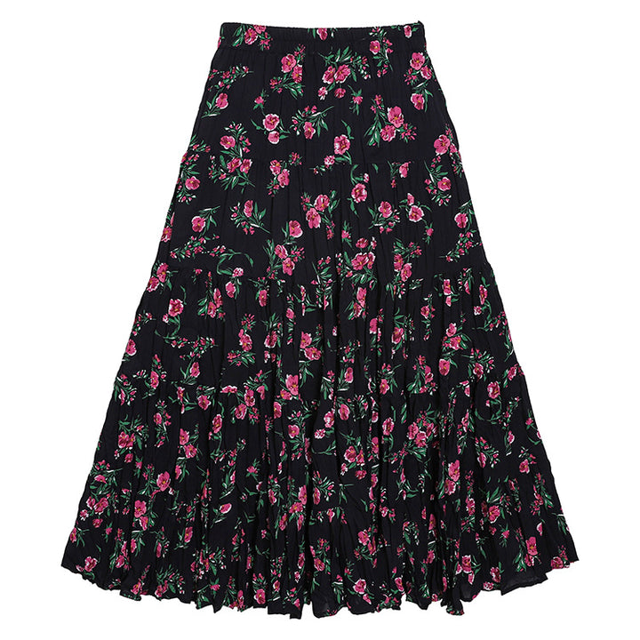 Women's flowing midi maxi skirt with multi-layered tiered design and fine pleated look Mune Fashion