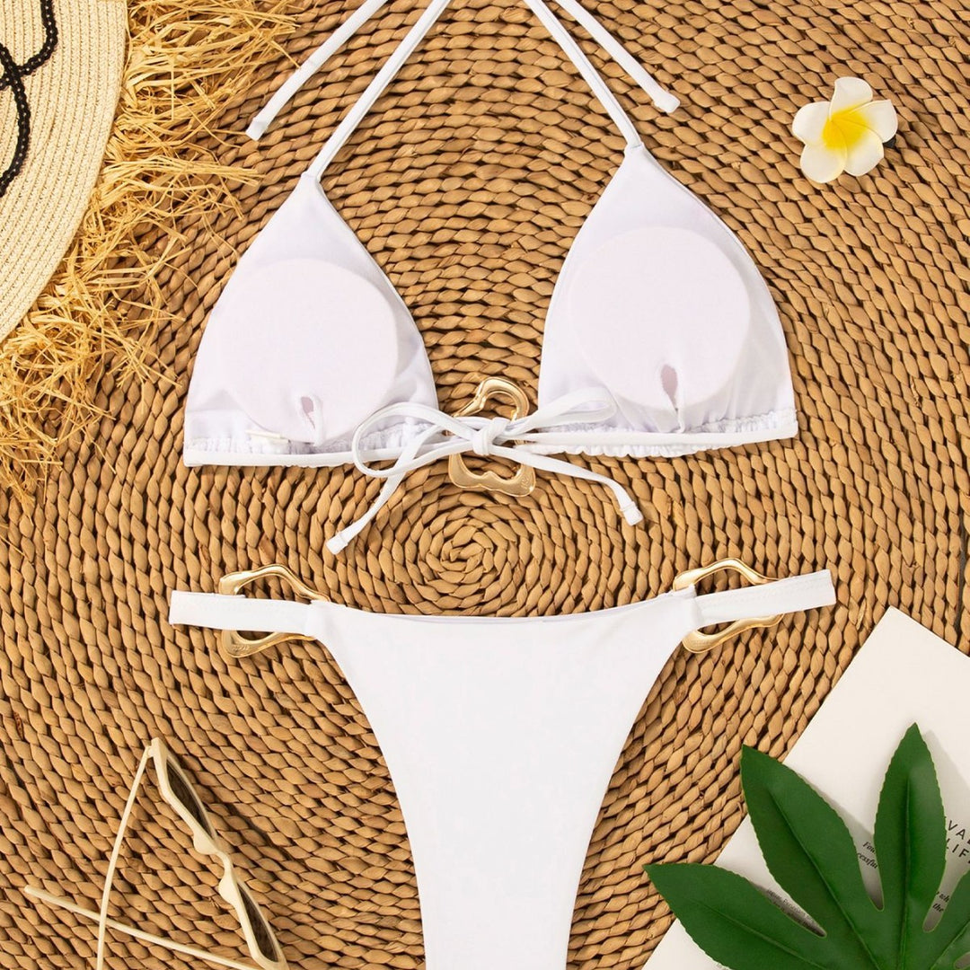 Women's triangle bikini with adjustable halter and elegant buckle detail Mune Fashion
