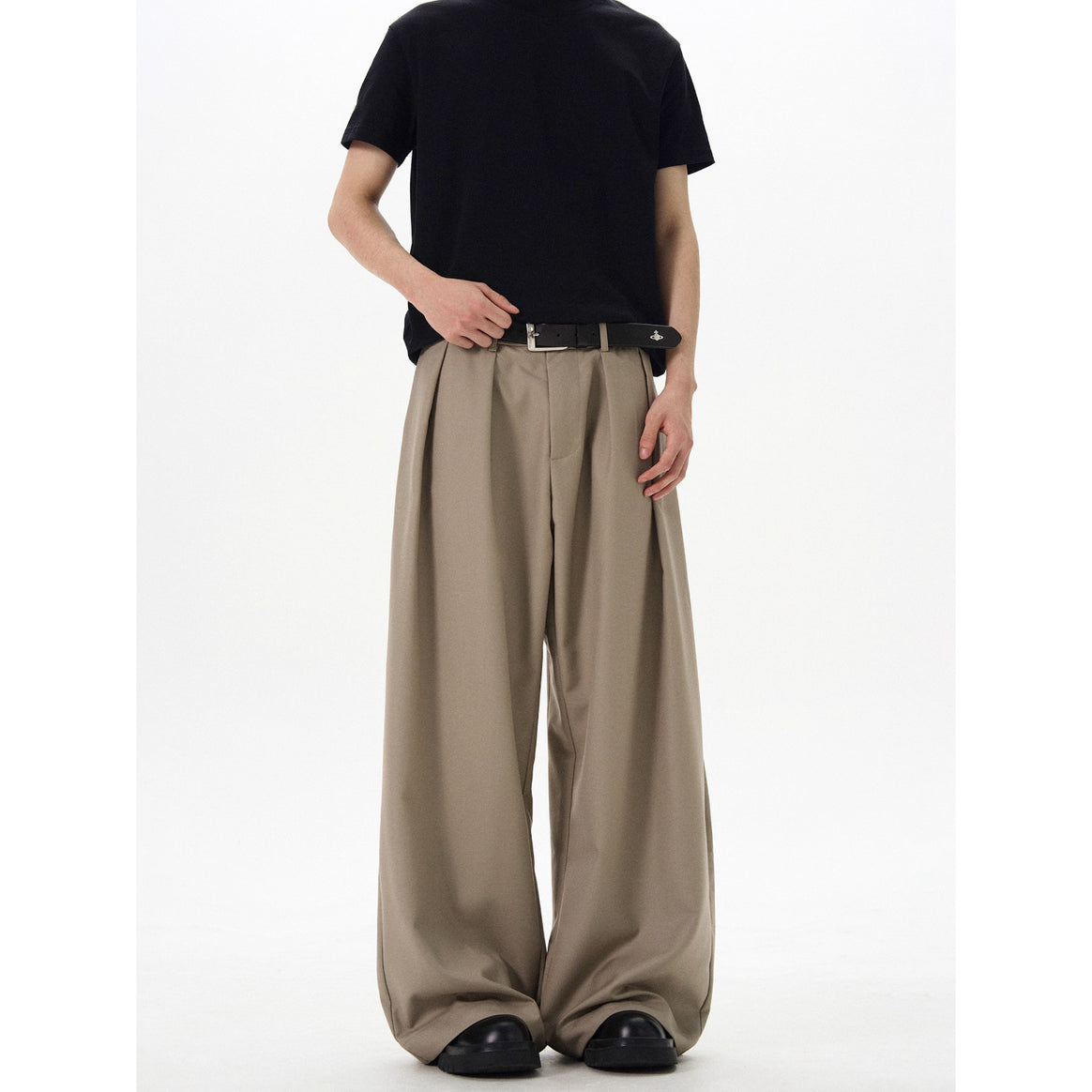 Men's Elegant Wide-Cut Fabric Trousers Mune Fashion