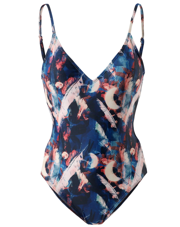 Ladies one-piece swimsuit with floral art design Mune Fashion