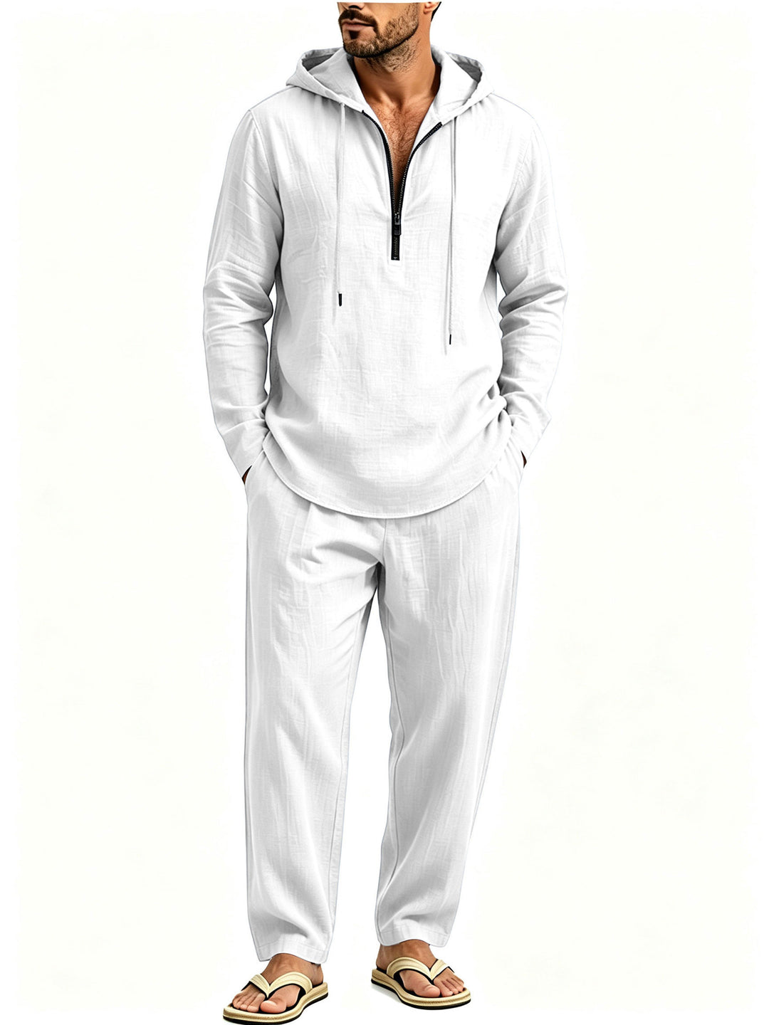 Men's Casual Lounge Set with Half-Zip Hoodie and Loose-Fitting Leisure Pants Mune Fashion