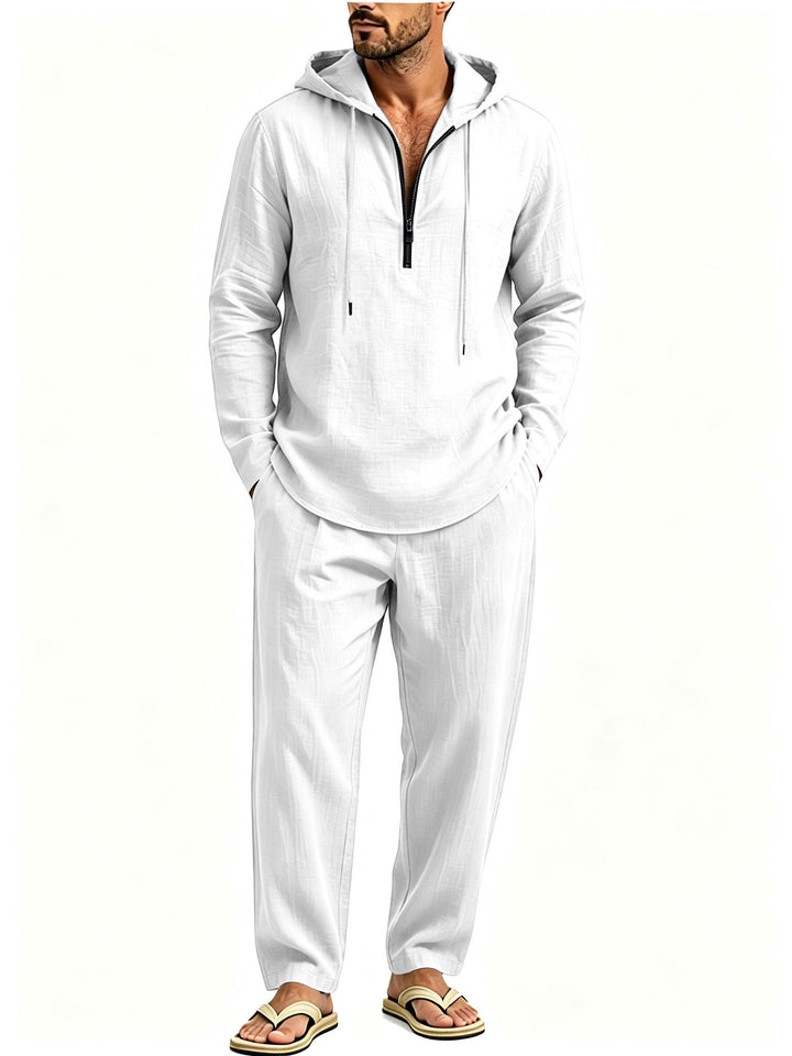 Men's Casual Lounge Set with Half-Zip Hoodie and Loose-Fitting Leisure Pants Mune Fashion