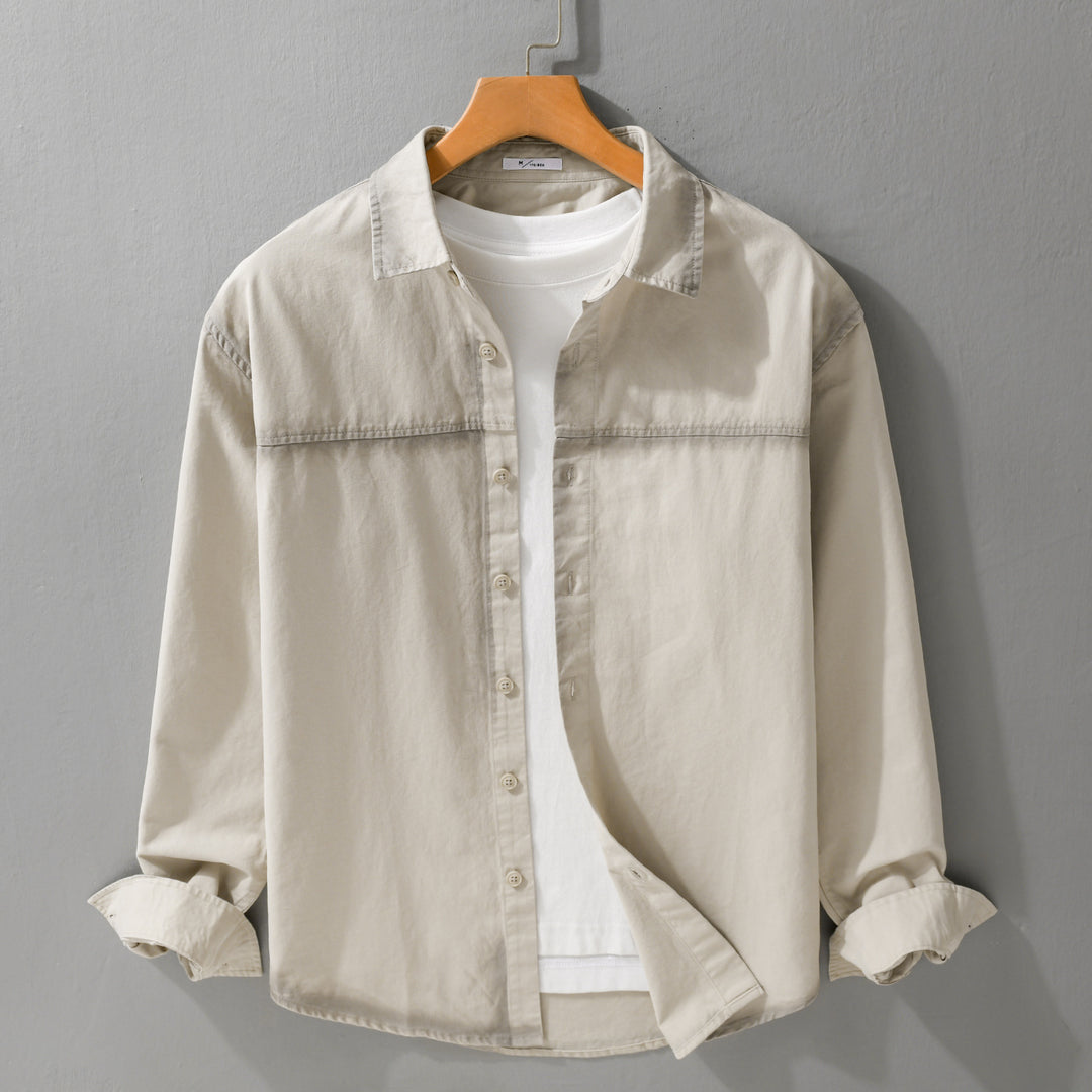 Men's shirt jacket in oversized style with washed edges and classic kent collar Mune Fashion
