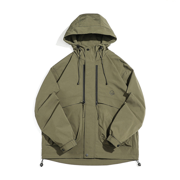 Unisex Technical Outdoor Jacket in Boxy Cut with Hood and Vertical Chest Zippers Mune Fashion
