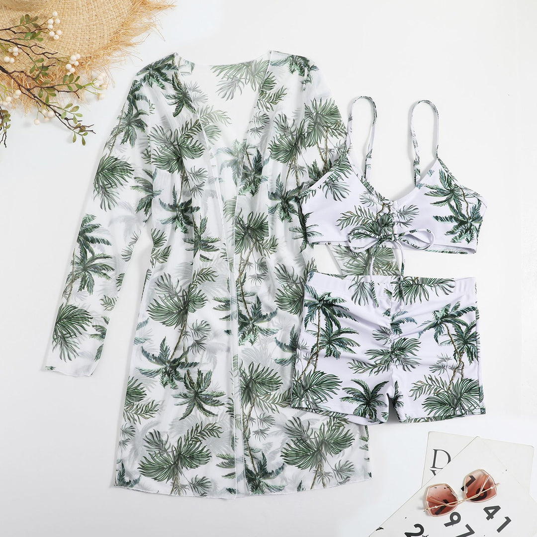 Women’s bikini set with floral top and airy wrap jacket Mune Fashion
