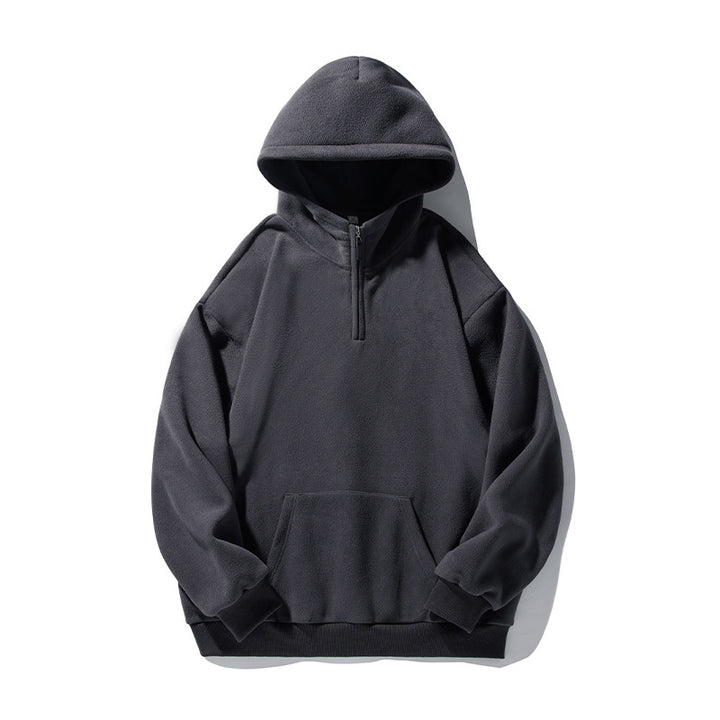 Unisex Thermo-Fleece-Hoodie in Boxy Cut with Half Zip and Kangaroo Pocket Mune Fashion