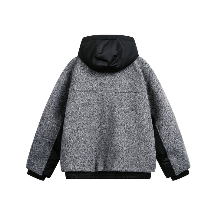 Women's Oversize Wool Blend Bomber Jacket with Quilted Hood Mune Fashion