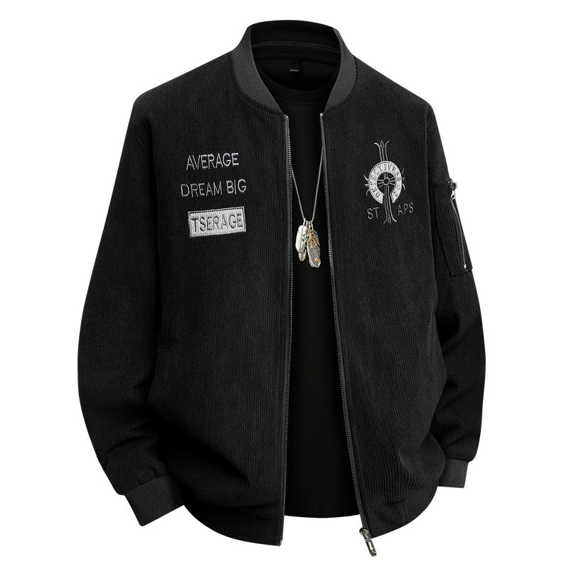 Men's Fashionable Bomber Jacket with Embroidery Mune Fashion