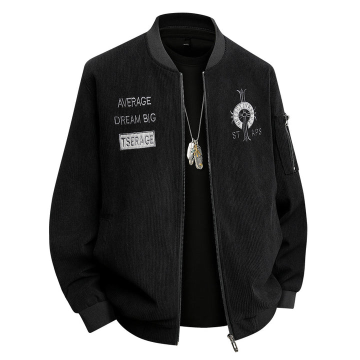 Men's Fashionable Bomber Jacket with Embroidery Mune Fashion
