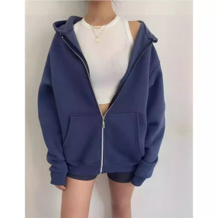 Women oversized hoodie jacket with zipper and kangaroo pockets Mune Fashion