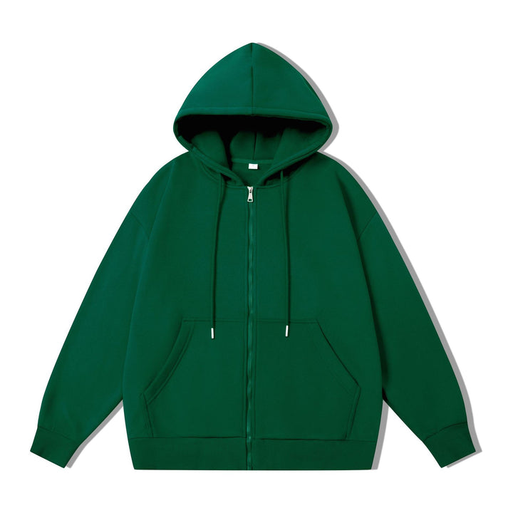 Unisex Oversize Hoodie Fleece Jacket with Boxy Cut and Metal Zipper Drune