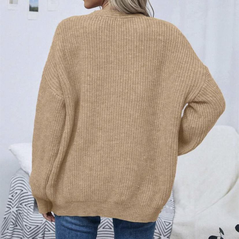 Women Open Oversize Knit Cardigan with Raglan Sleeves and Fine Rib Structure Mune Fashion