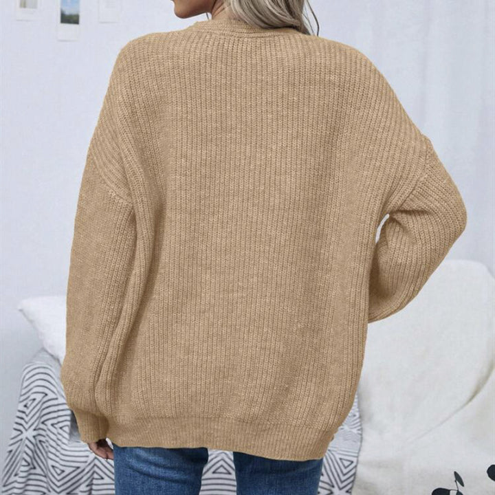 Women Open Oversize Knit Cardigan with Raglan Sleeves and Fine Rib Structure Mune Fashion