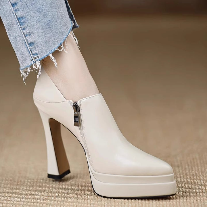 Women Elegant Platform Ankle Boots with Zipper Mune Fashion