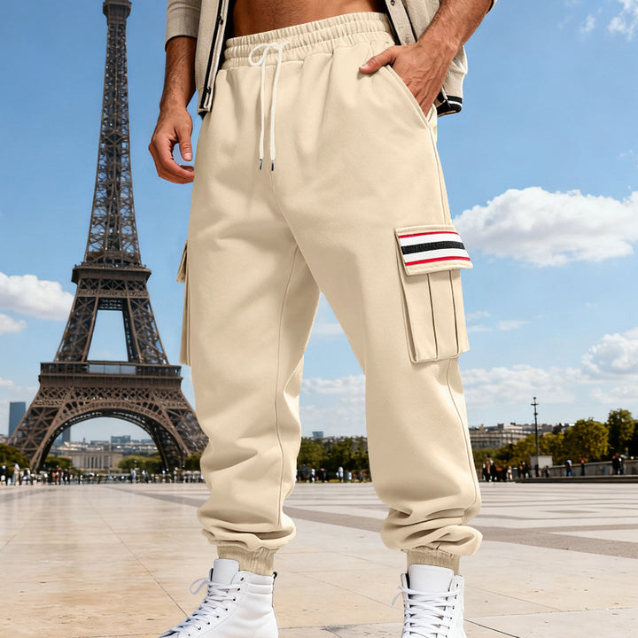 Men's Cargo Jogger Pants with Flap Pockets and Elastic Cuff