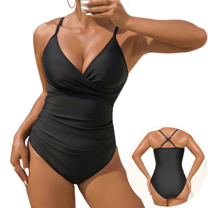 Women's One-Piece Swimsuit with Elaborate Wrap Design Mune Fashion