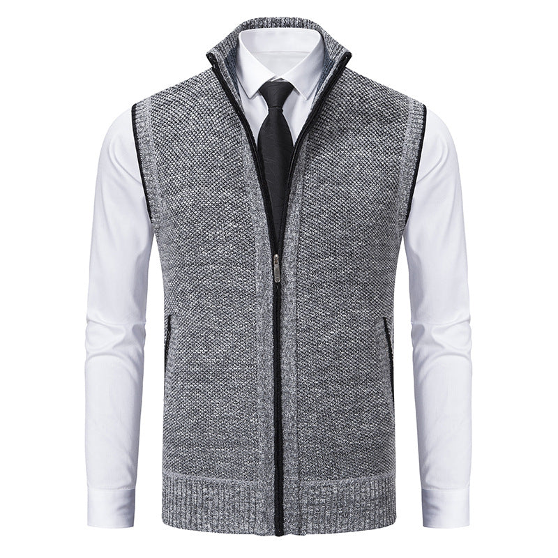 Men's elegant knit vest with stand-up collar and concealed zipper Mune Fashion