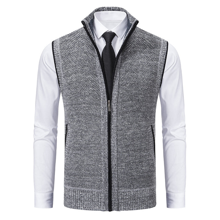 Men's elegant knit vest with stand-up collar and concealed zipper Mune Fashion