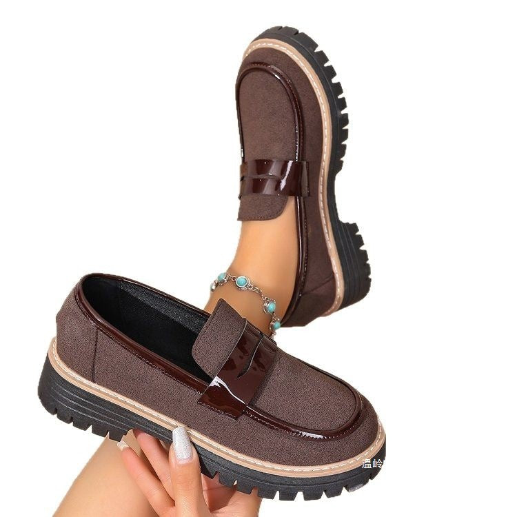 Ladies nan fashionable platform loafers with rugged tractor sole, padded comfort footbed and elegant penny tab Mune Fashion